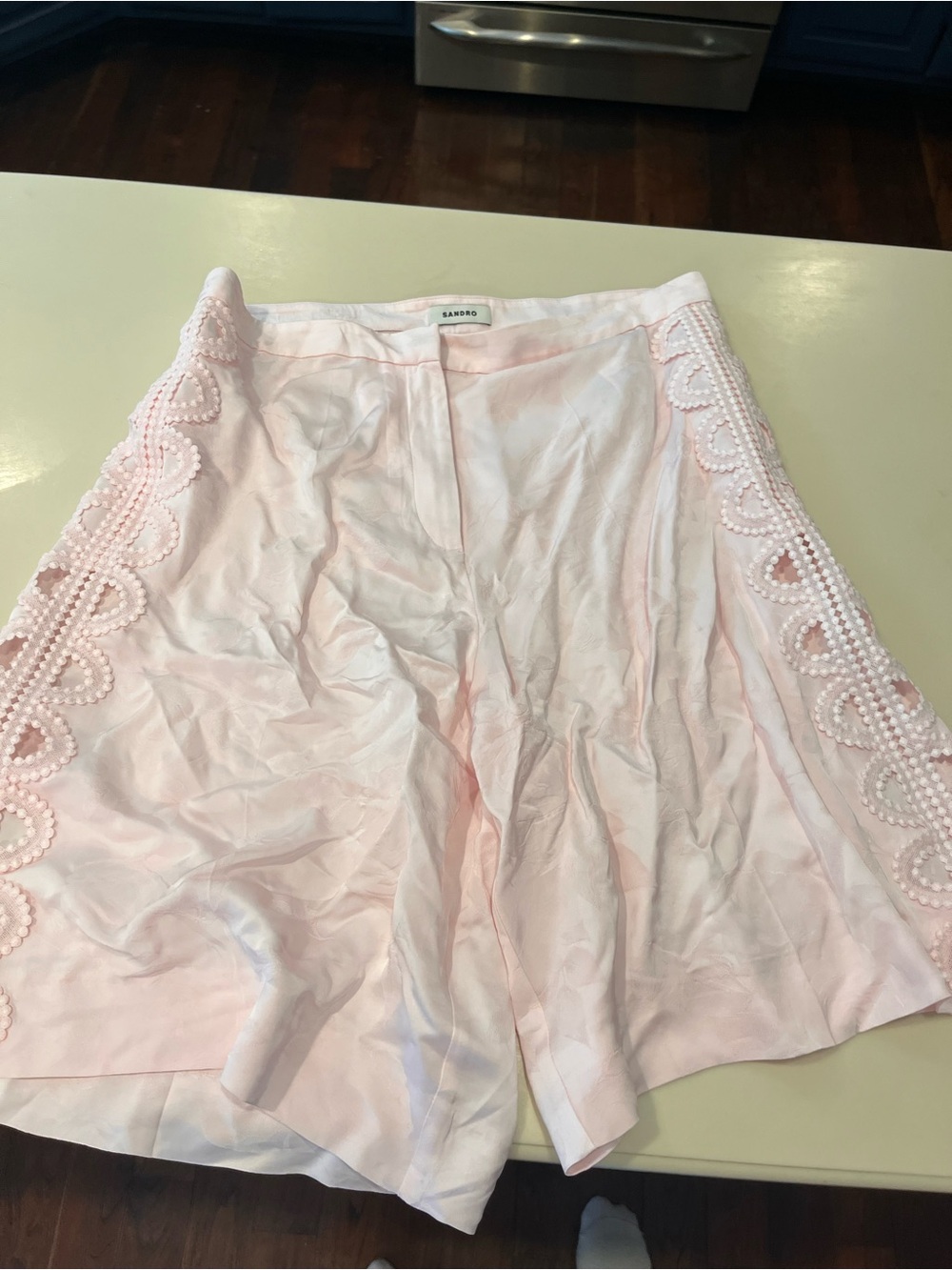 Sandro Pale Pink Scallop-Trim Women's Shorts